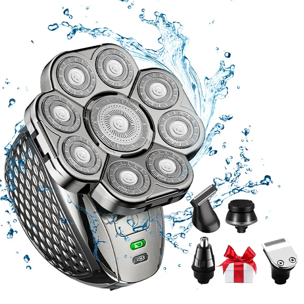 8 Head Shaver Bald Head Shaver USB Rechargeable Razor Eectric Multifunction Shavers 9D Bald Shavers Bath Accessories
