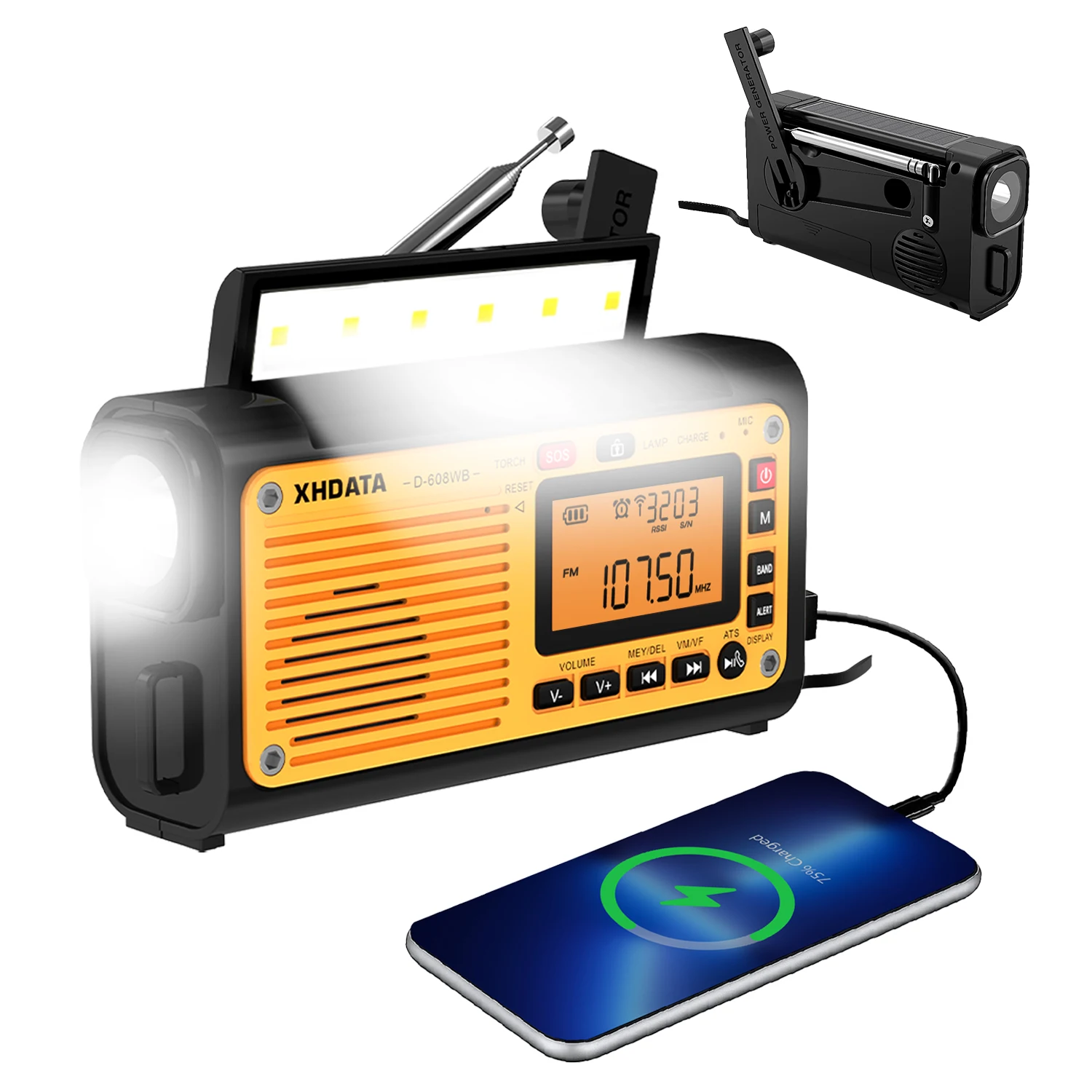Radio à Manivelle LatestBuy 4-en-1 – Chargeur Urgence Dynamo Avec Lampe Torche – Neuf