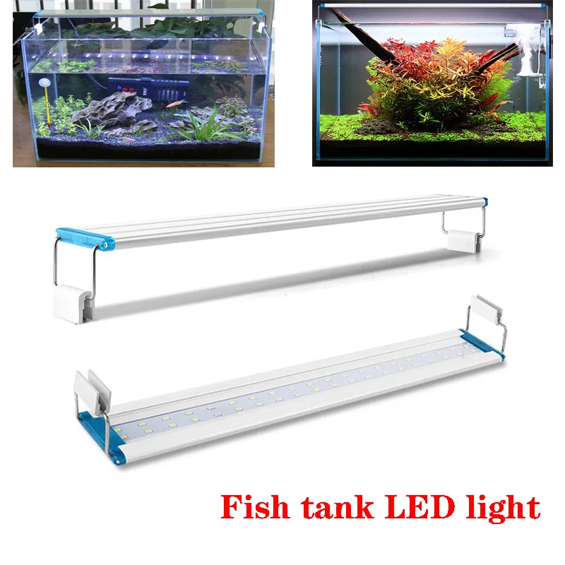 Aquarium Ultra-thin LED Lamp 18-58cm Fish Tank Telescopic Waterproof  Aquatic Fish Clip Ultra-thin Lamp 90-260V