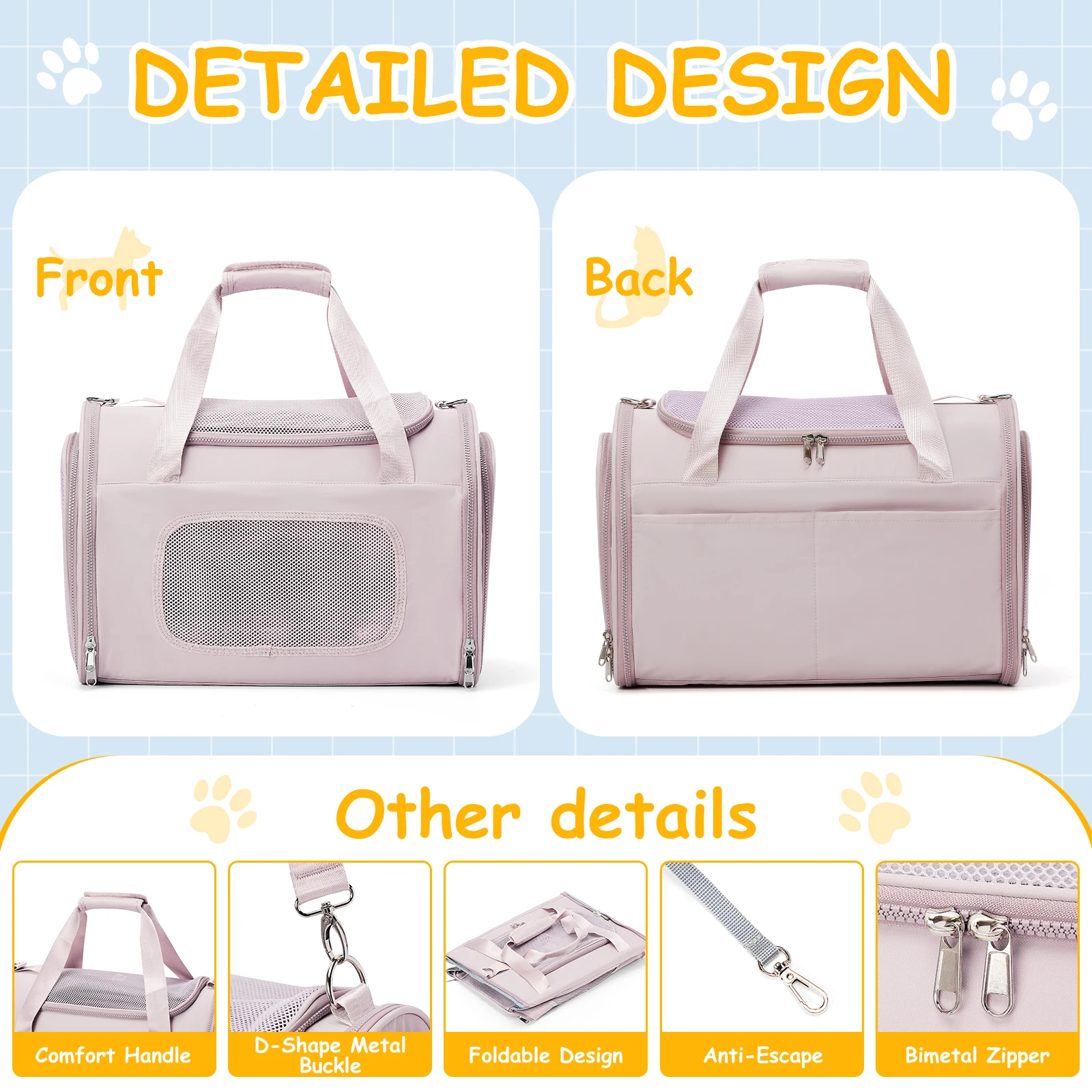 Cute Pet Carrier Backpack for Small Cats and Dog, Support for Travel Hiking Outdoor Use Shoulder and Crossbody Transport Package