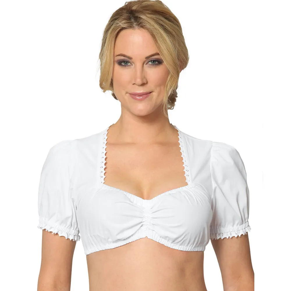 

Blouse For Oktoberfest Elegant White Women's Dirndl Blouse Dirndl Shirts Wrap Crop Tops
