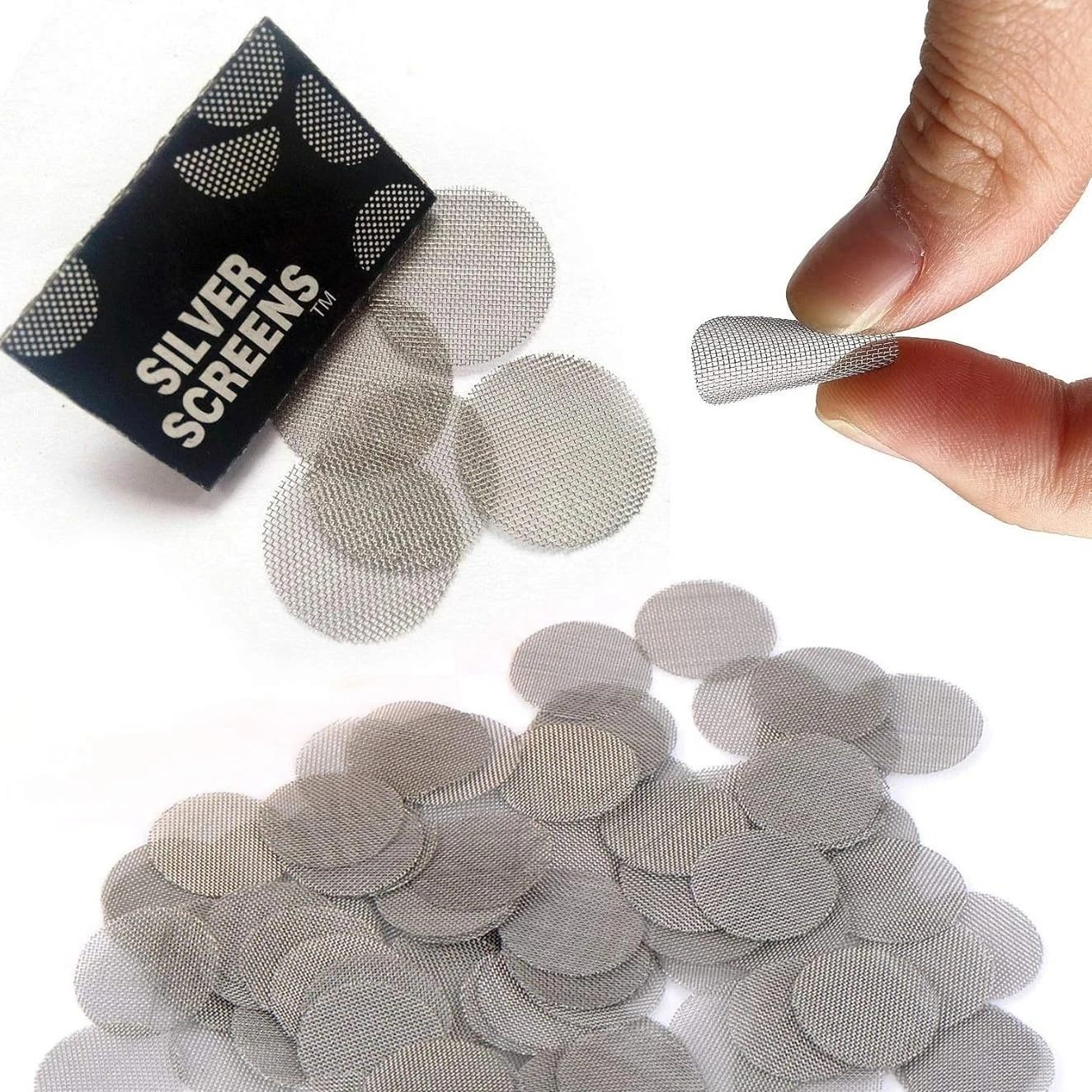Smoking Pipe Filters Stainless Steel Metal Pipe Screen Filters 20mm Bowl Screens Gauzes Pipe Screen Filter Silver Mesh Guazes Fittings 50/100Pcs