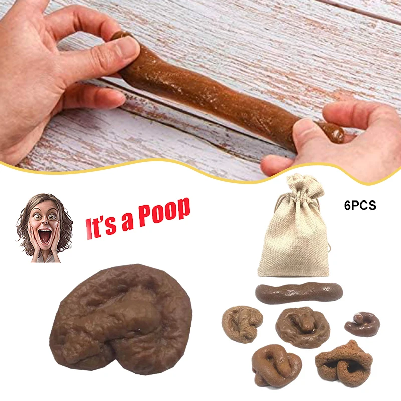 6 PCS Fake Poo Soft Fake Dog Poo Prank Joke Fun Toy Trick Novelty Prank Turd April Fools' Day Halloween fake dog poo toy