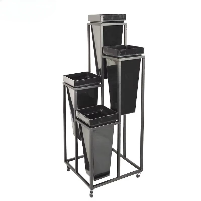 

Flower shop rack bucket, multi-layer display bucket , ladder with wheel