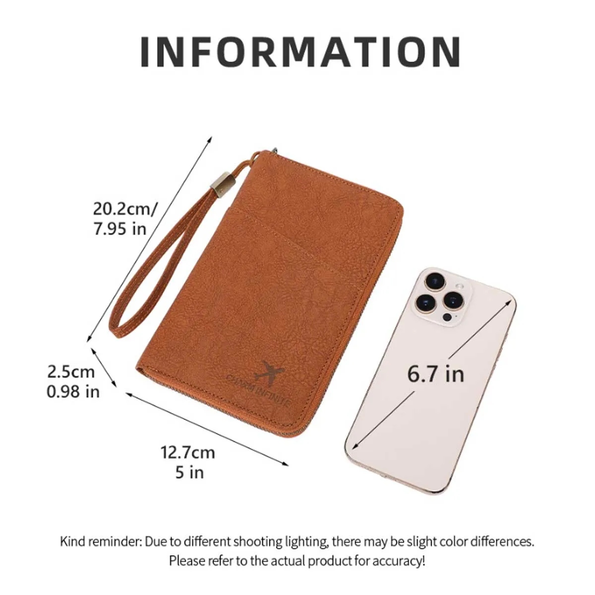 Multi-Functional RFID Blocking Passport Bag Travel Document Holder with Long Zipper Ticket Storage Wallet for Multiple Passports