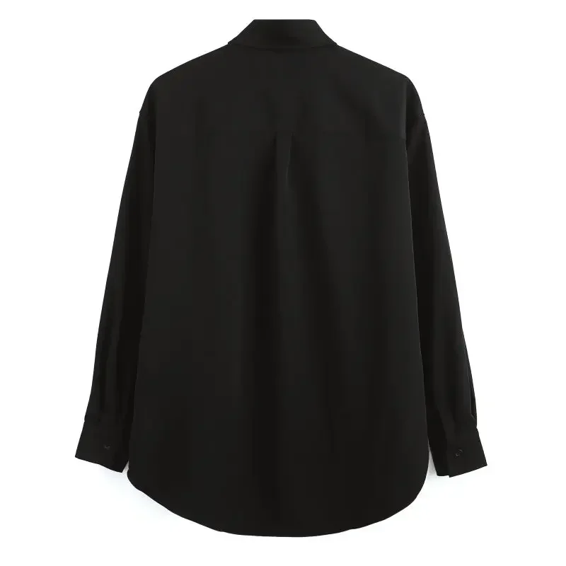 Metal Chain Tie Shirts Men\'s Long Sleeve Loose Casual Korean Streetwear Fashion Oversize Black White Shirts Hip Hop Party Shirt