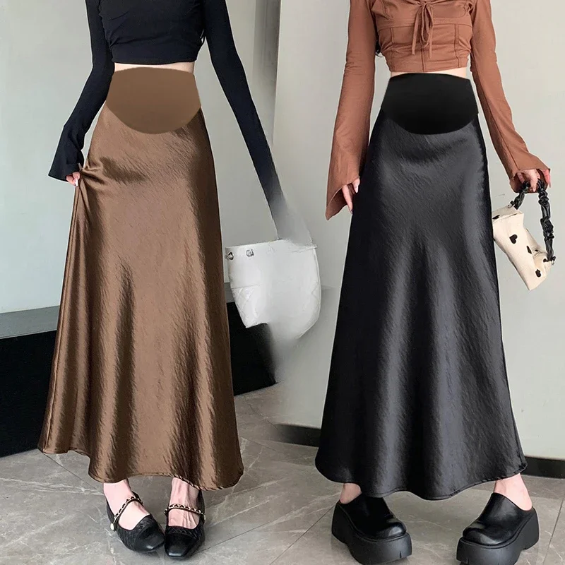 Spring Autumn Maternity Fishtail Skirts Solid Color High Waist Pregnant Woman A-line Belly Skirt Good Quality Party Clothes
