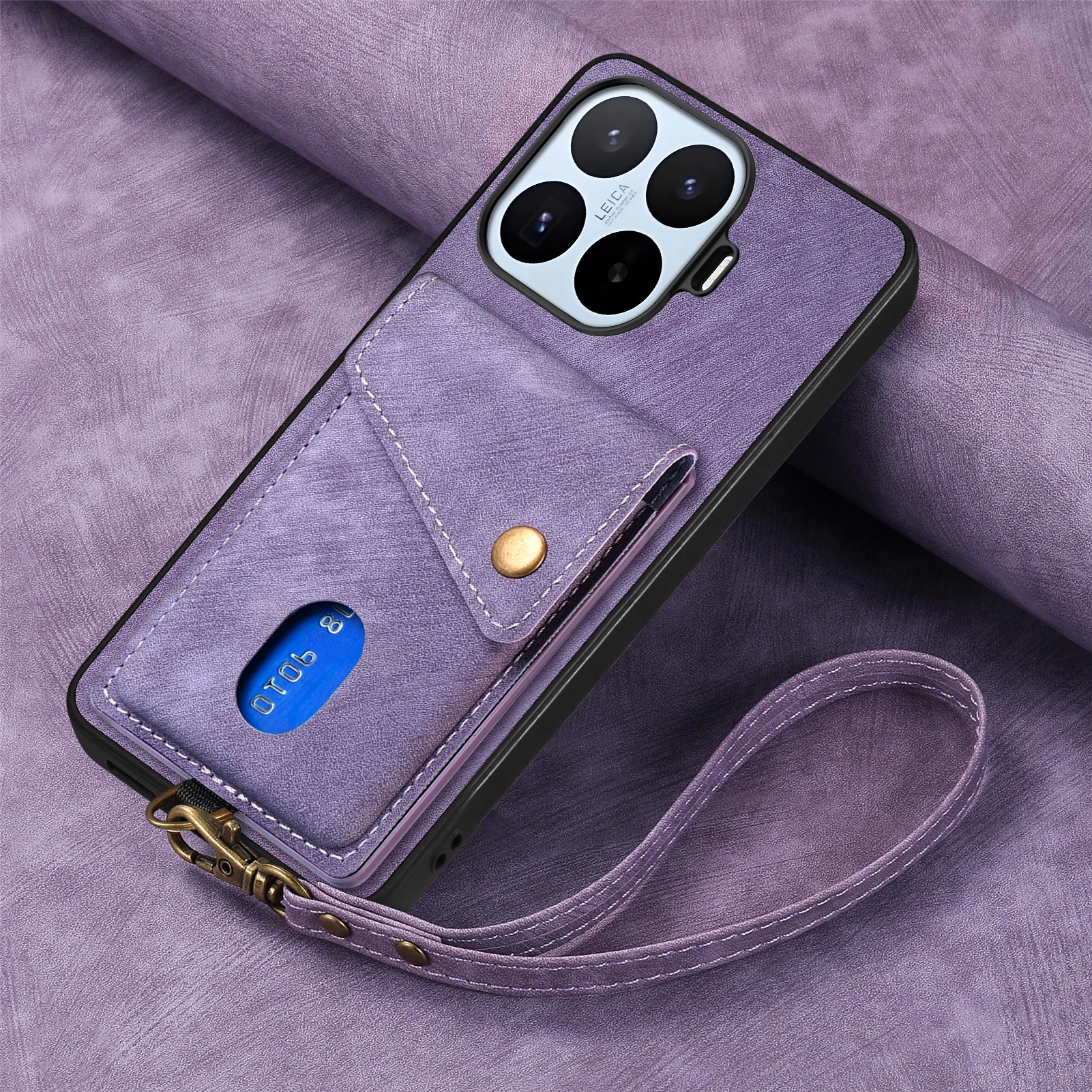 Luxury PU Leather Wallet Phone Case with Magnetic Closure and Card Holder - Shockproof Lanyard Design