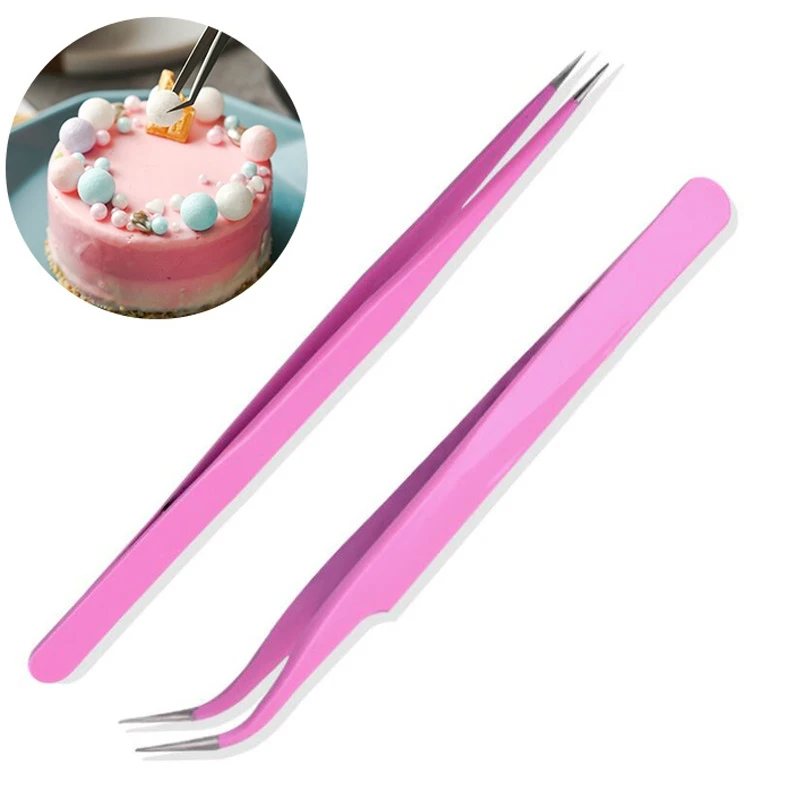 2 Pcs Elbow / Straight Tweezers Decorating Tool 1