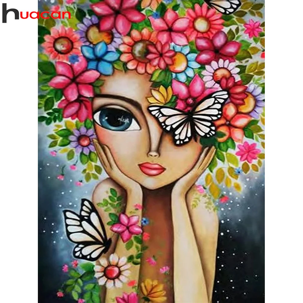 5d Diy Diamond Painting Girl Cartoon Flower Woman Cross Stitch Home Decor diamond painting