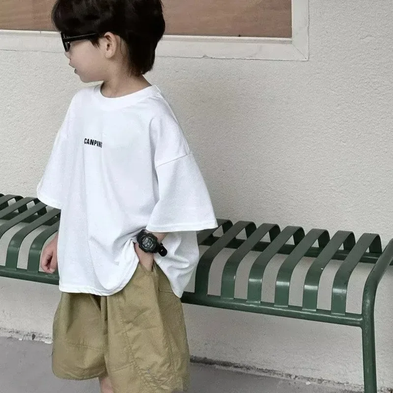 2024 Boys Cartoon Short-sleeved Pure CottonT-shirt Children's Clothing Summer Children's Short-sleeved Top Shirt Korean Version 4