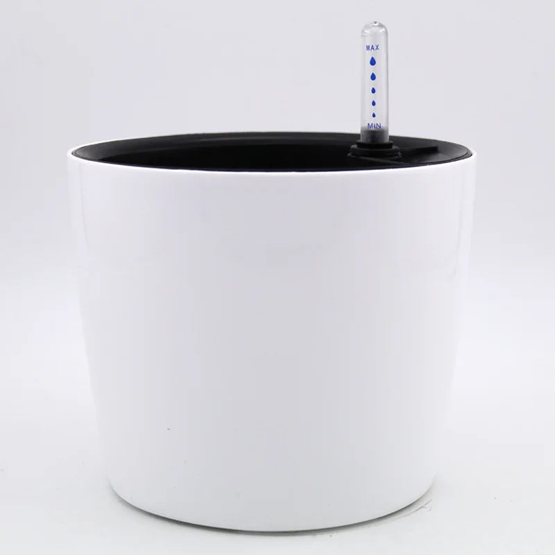 Modern Decorative Self-Watering White Planter with Water Level Indicator