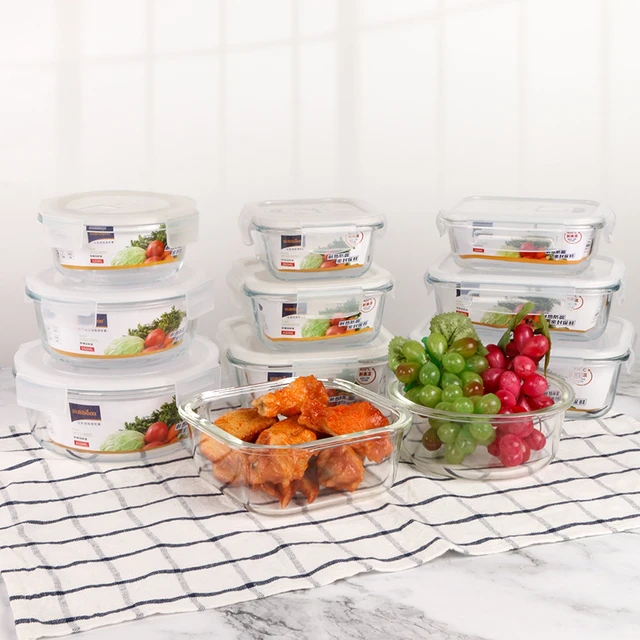 Airtight High Heat Resistant Glass Container Food Storage Lunch