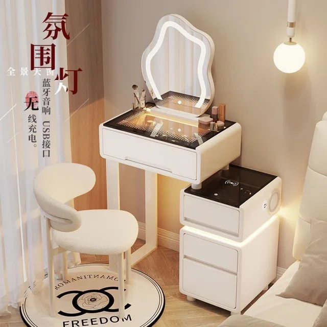 Commode pour petit appartement, Table de chevet pour chambre à coucher, moderne, Simple, intelligente, coffre de chambre principale, Table de maquillage intégrée 1
