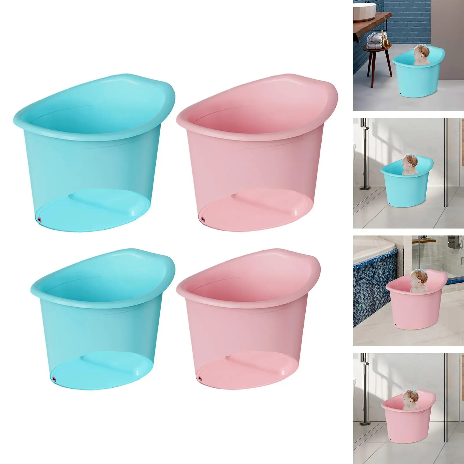 

Baby Shower Bucket Bathing Seat Tub Sitting up Upright Non Slip Bottom Bathroom Accessories Comfortable Baby Tub Bucket for Kids