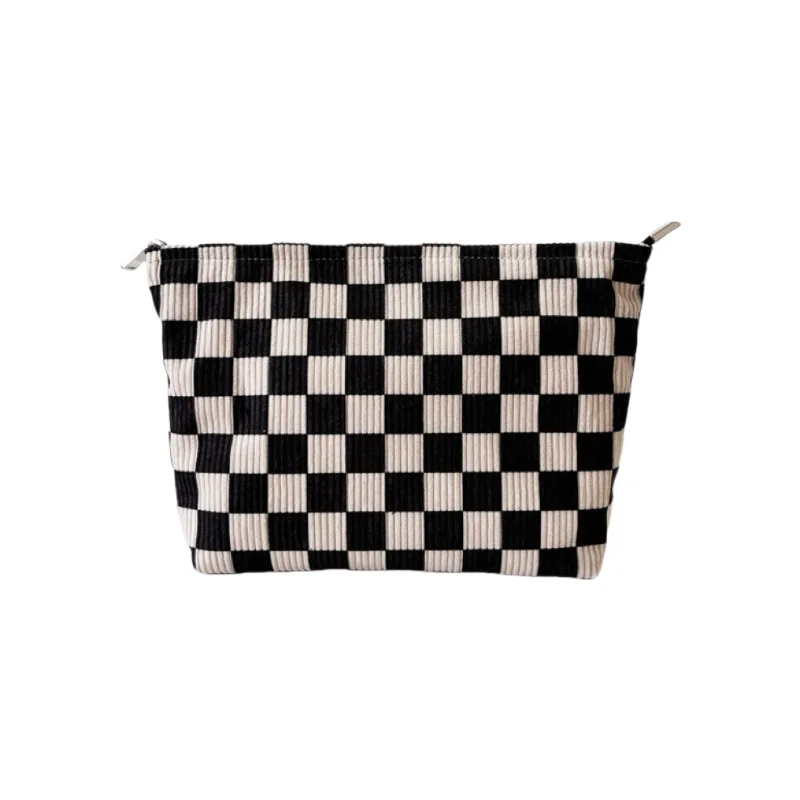 Ladies' Makeup Bags Japanese Harajuku Plaid Simple Fashionable Cosmetic Bags Portable Travel Large Capacity Storage Bag For Girl 5