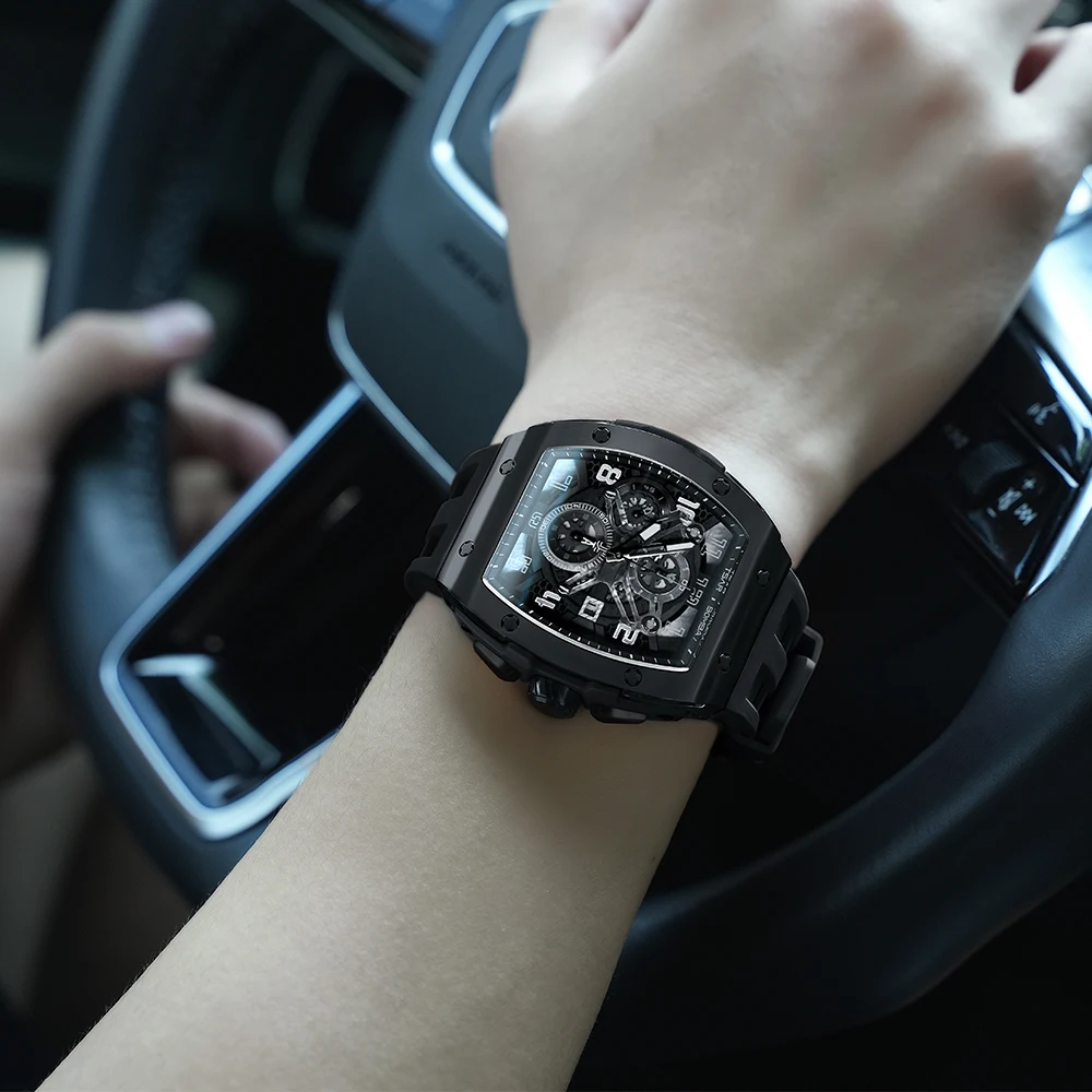 TSAR BOMBA Watch for Men Luxury Quartz Tonneau Wristwatch Sapphire Chronograph Waterproof Clock Valentine's day Gift 2023 New 6
