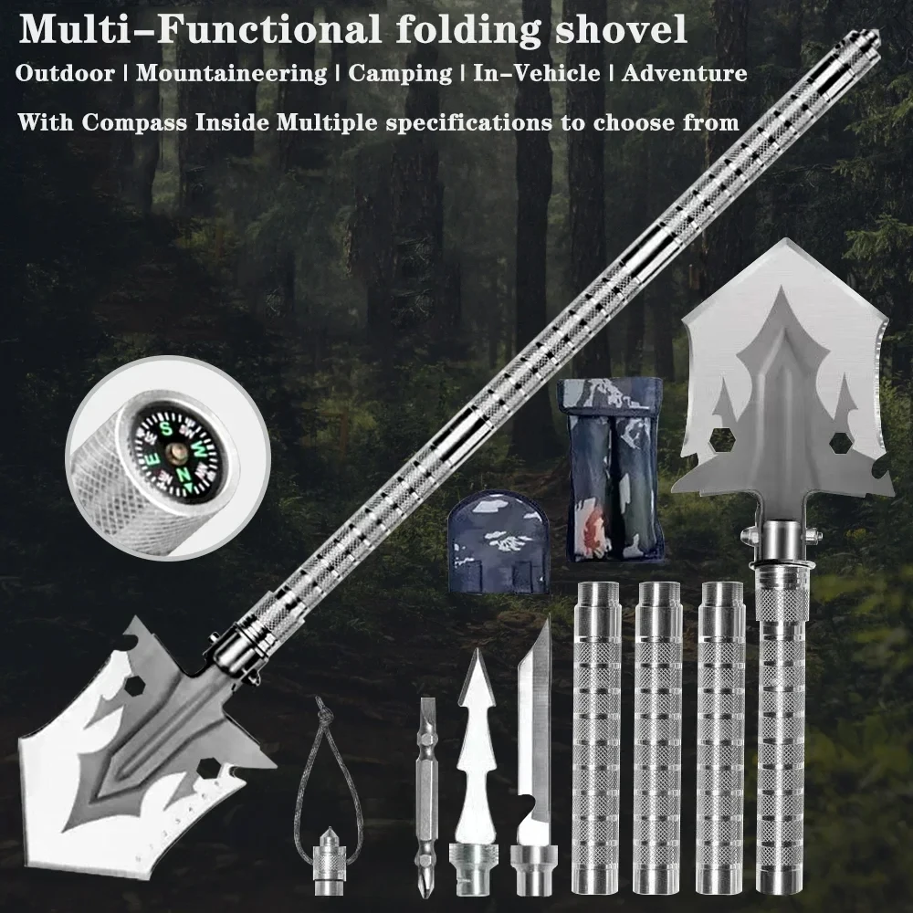Description Picture 2 of itemGarden Snow Shovel Detachable 1-5 Section Folding Shovel Multifunctional Outdoor Shovel Farm Gardening Rake Camping Survival Hoe