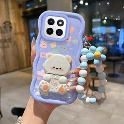Silicone Cartoon Animal Wavy Phone Case with Lanyard for Honor X6b 4G (PURPLE)