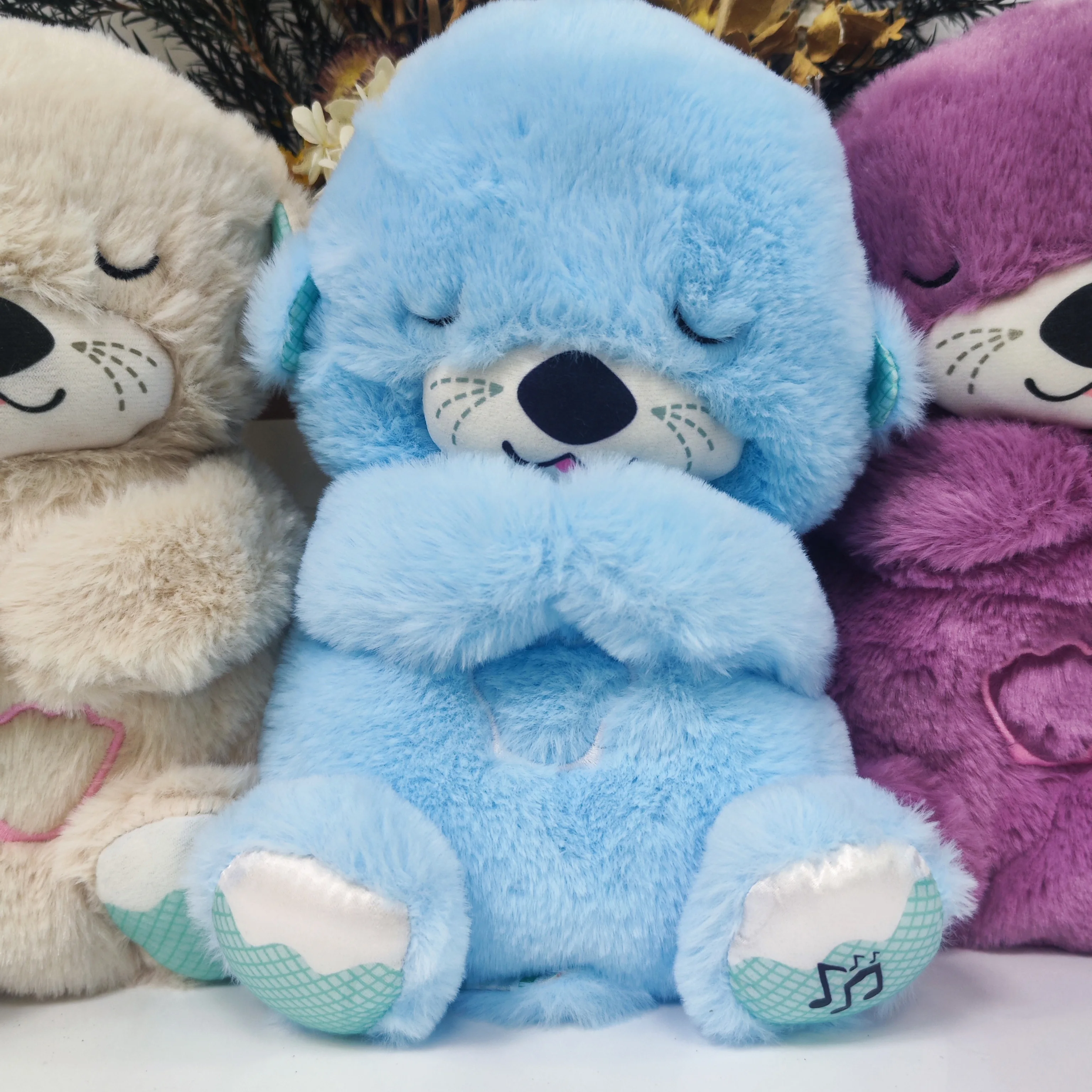 Baby Music Breathing Blue Bear Baby Soothing Plush Doll Toy Kids Soothing Sleeping Companion Sound and Light Doll Toy Gif plush toy