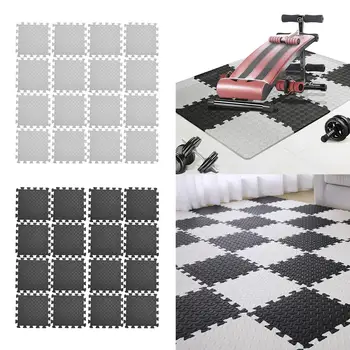 16pcs Floor Mat Exercise Gym Rubber Flooring Tiles Garage Home Fitness Yoga Puzzle Workout Mat Set Kids Training Squares Carpet 4