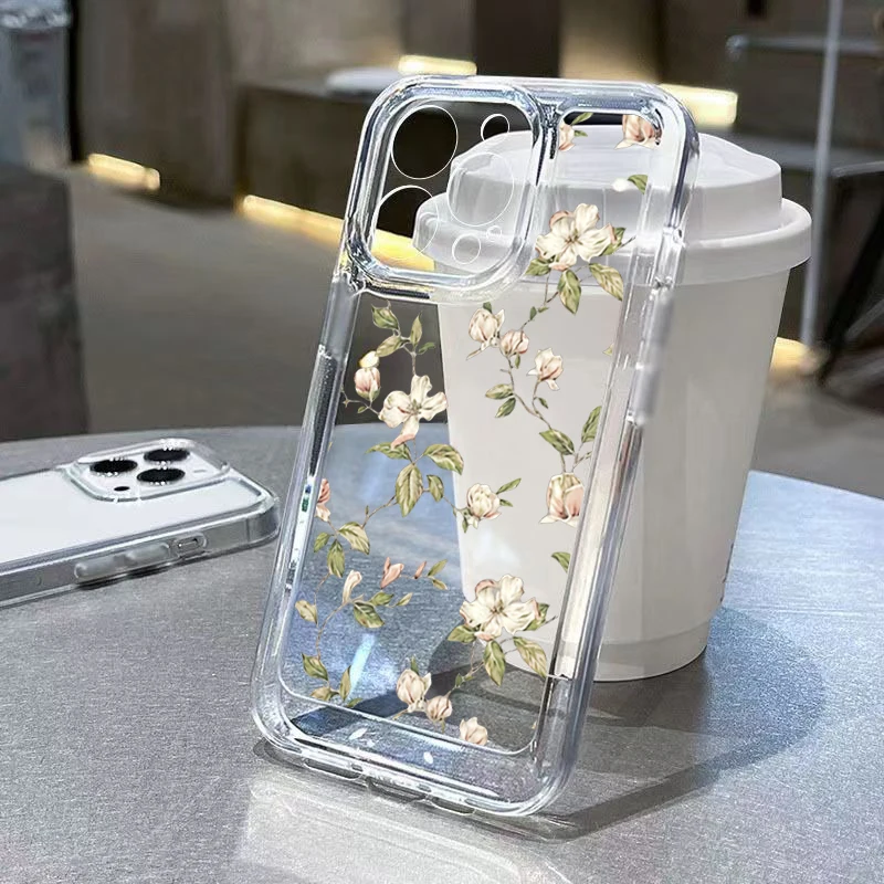 thumbnail image 1 of Funda transparente a prueba de golpes con diseño de flor de crisantemo pequeño para iPhone 16, 15 Pro Max, 14, 13, 12, 11, XS, X, XR, 7, 8 Plus, 16, funda suave y transparente, 1 of 5
