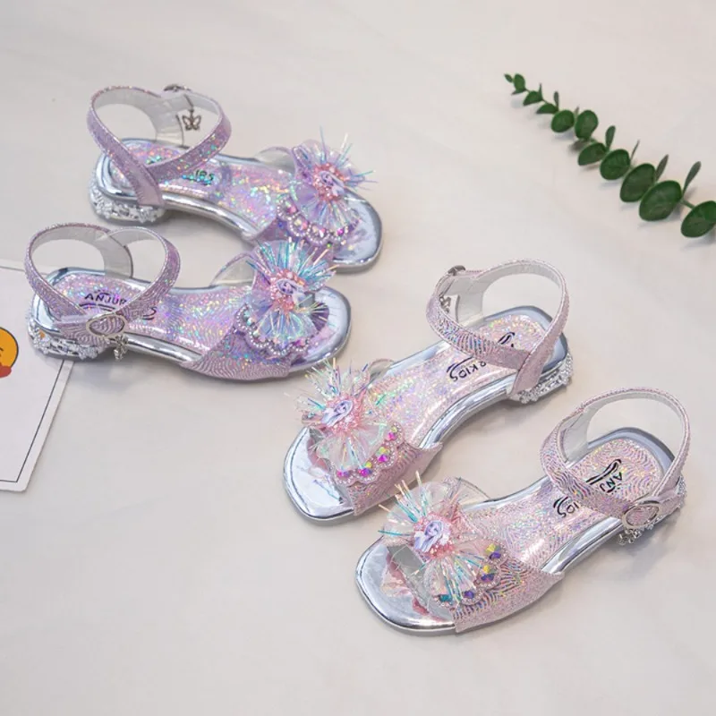 

Summer Girls Sandals Fashion Sequins Rhinestone Bow Flat Princess Sandals Baby GirlShoes Kids Shoes Party Wedding Party Sandals