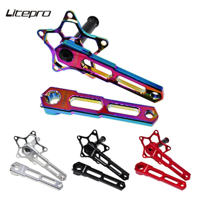

Liteproelite MTB Bicycle Star Hollow Integrated Crankset Aluminum Alloy BCD130 Chainring Crank 170mm BMX Folding Bike Crankset