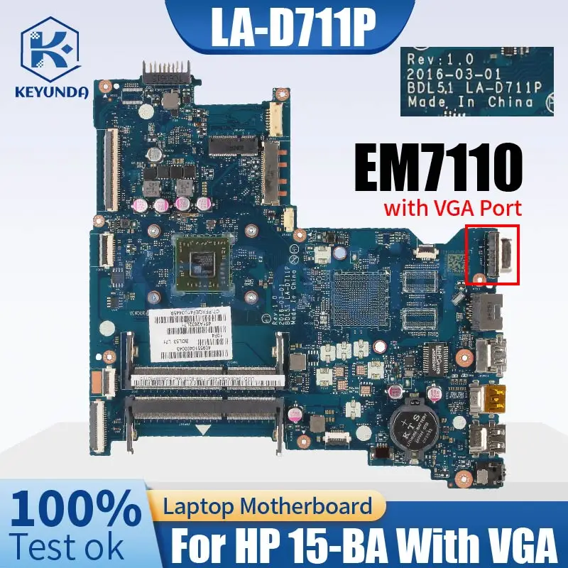 BDL51 LA-D711P для HP Pavilion 15-BA материнская плата для ноутбука EM7110 858589-601 858589-501 DDR3L с протестированной материнской платой VGA для ноутбука