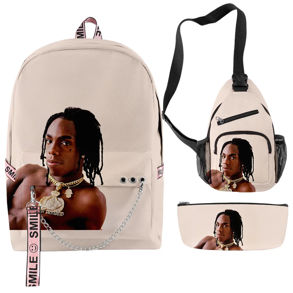 

Creative Fashion Novelty YNW Melly 3D Print 3pcs/Set Student School Bags multifunction Travel Backpack Chest Bag Pencil Case