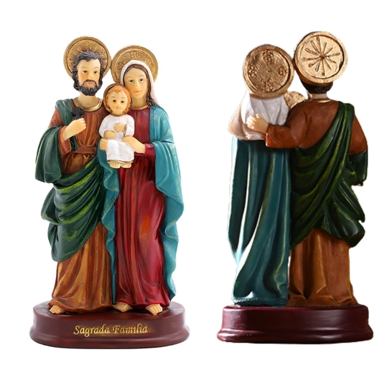 Holy Family Statues Set Colorful Religious Figurine Decors Resin Statue Christmas Decoration Home Ornament Crafts 87HA