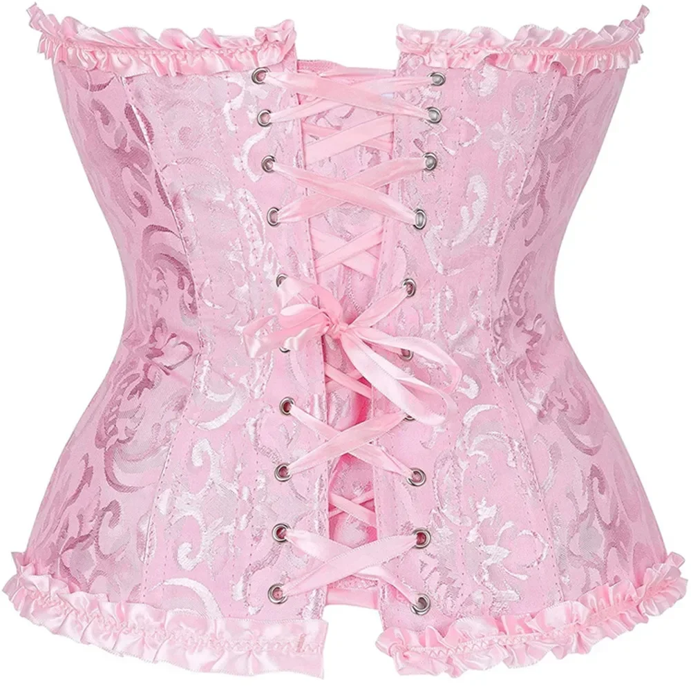 Women Vintage Overbust Corsets Top Plus Size Lace Flower Brocade Bustier Sexy Medieval Gothic Corset Shapewear Corselet corset bustier top waist corset lace corset
