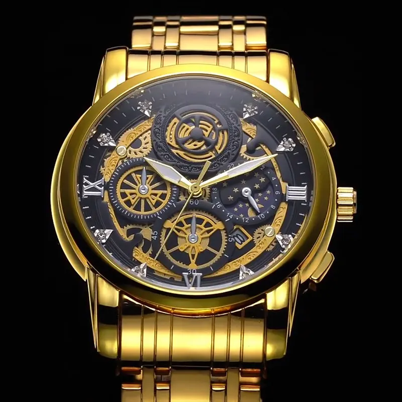 

NEW Luxury Brand Wristwatches for Men's Stainless Steel Band Quartz Watch Simple Businss Clock with Luminous Hands