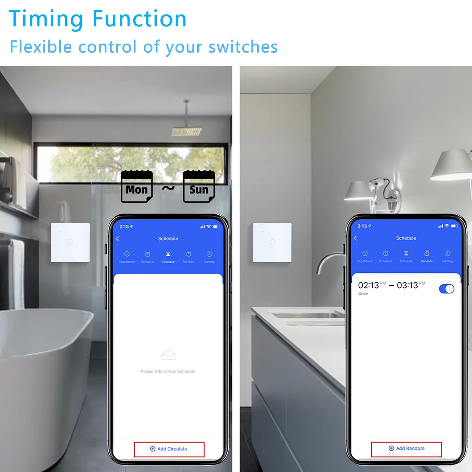 BSEED Wifi Boiler Smart Switch Water Heater Switches Touch Panel Timer App Control Voice Alexa Google Home 20A Wall Switch
