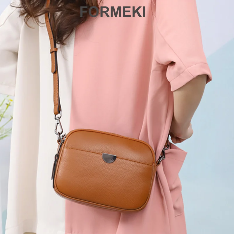 

Formeki Real Leather Bag For Women Ins Fashion Shoulder Bag Retro Square Bag Ladies Female Bag Concise Winter Autumn Bag