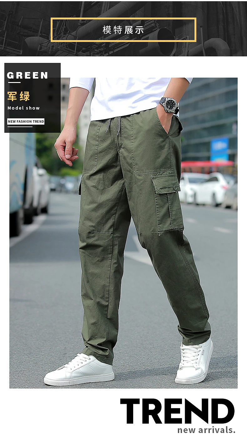 navy blue cargo pants Men's Straight Cargo Pants Spring Trend Loose Trousers For Men Pockets Military Sports Outdoor Casual Jogging Pants Trousers Men wrangler cargo pants