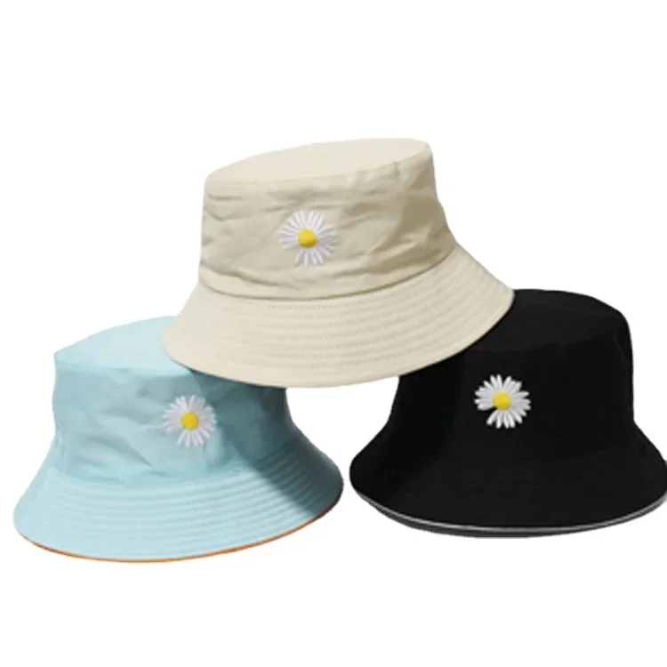 

Little Daisy Fisherman's Hat Embroidered Women's Double-sided Basin Hat Versatile Outgoing Sunshade Hat Summer Sunscreen Hat