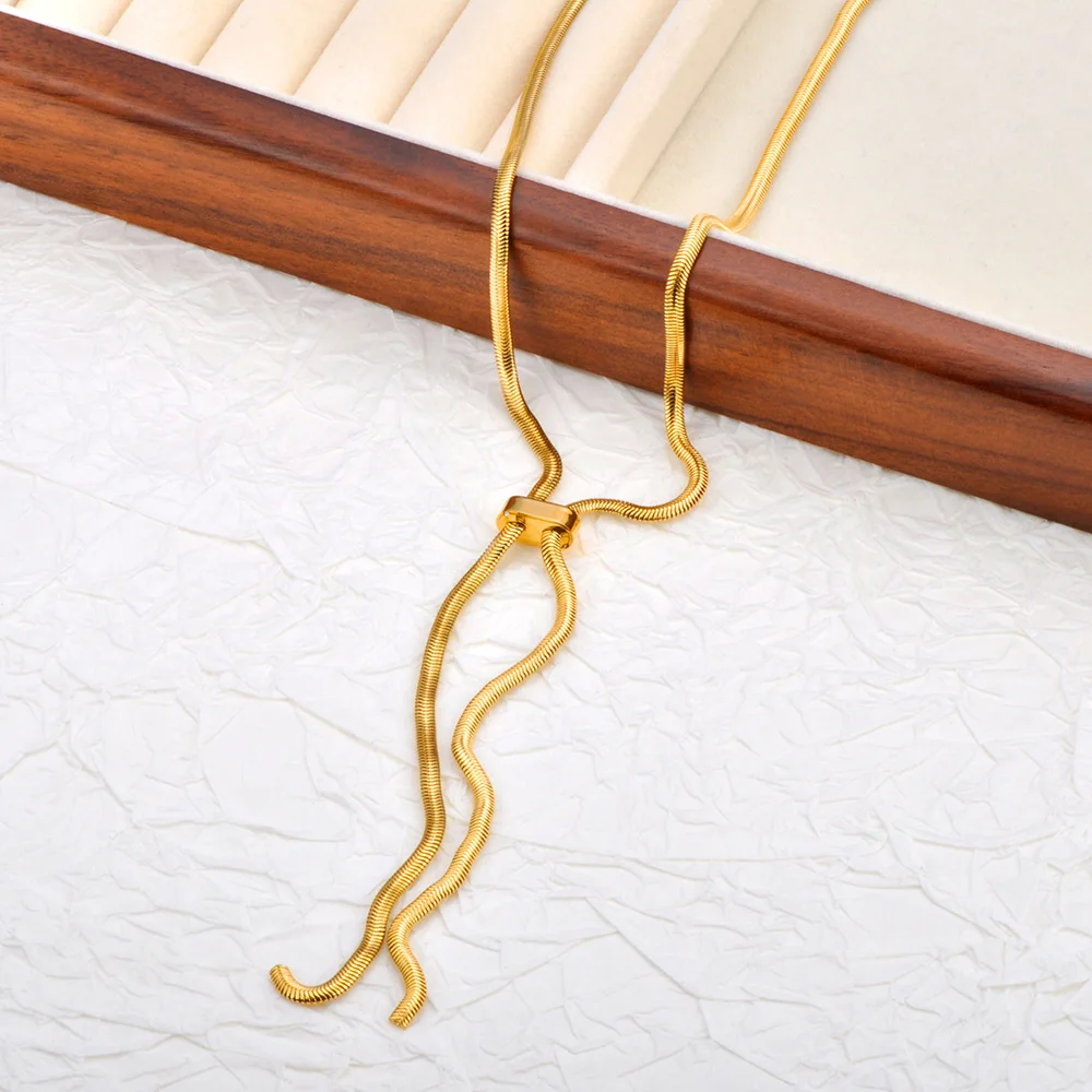 JeeMango handgefertigte Vintage-Halsketten mit Metallketten und Quastenanhänger für Damen, Edelstahl-Halskette, Halsschmuck, N25200 – Detail 14