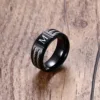 Stylish Black Mens Initial Ring, Waterproof Stainless Steel A-Z Letter Wedding Bands for Male Boys Finger Gift Jewelry 4