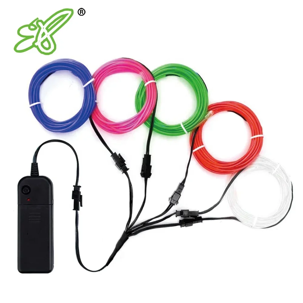 Portable Battery Neon Lights Kit EL Wire 5 by 1 Meter EL Wire, Cable Lamp for DIY Christmas Decoration CKM-120-23-1-X CN;HUB