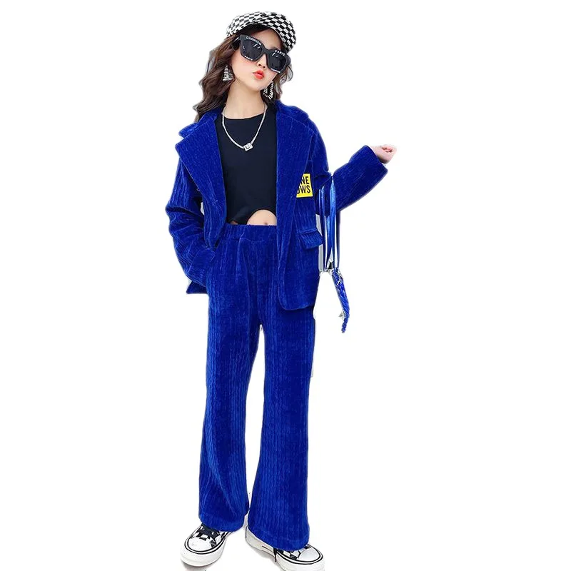 

Girls Clothes Blue Green Tracksuit Spring Autumn Korean Casual Kids Long Sleeve Top + Sweatpants 5 6 7 8 9 10 12 13 14 Years Old