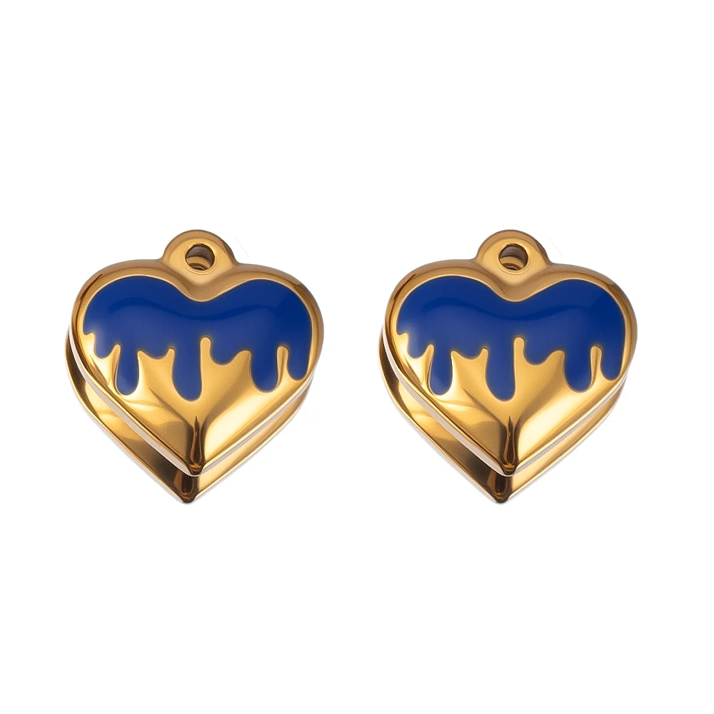 2 Stück Edelstahl Dunkelblau Emaille Retro Charm Böhmen Stil Anhänger für DIY Ohrring Halskette Strand Urlaub Schmuckherstellung – Detail 5