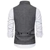 #4825 Autumn Winter Men's Vests Double Breasted Suits Vests Slim Fit Plaid Men's Vests Sleeveless Jacket Office Vest Coat  6