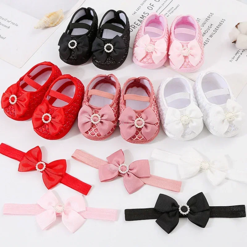 Newborn Baby Girls Shoes Bowknot Soft Sole Crib Shoes