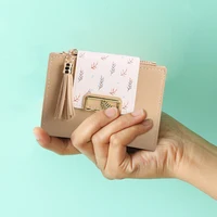 Cute Tassels Women Short Wallet PU Leather Card Bag Female Folding Purse Small Coin Purse Card Holder Clutch Credit Card Bag 1