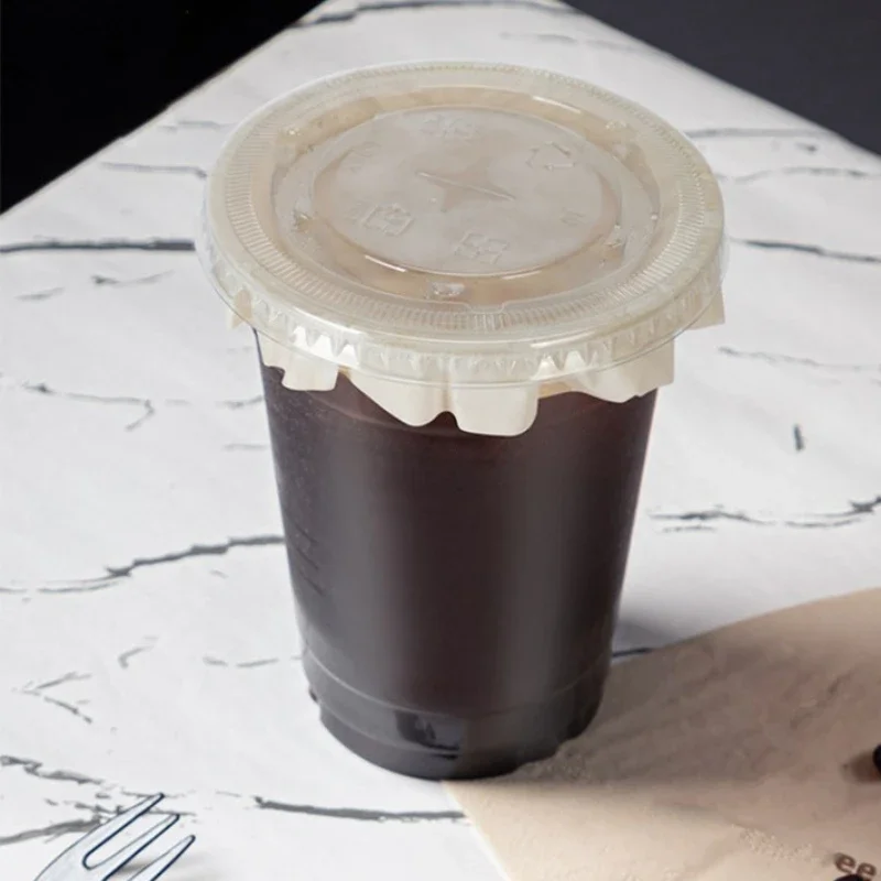 Disposable Leak Proof Paper Coffee Cup Cover Lid Films 100pcs Anti Overflow Milk Tea Takeaway Beverage Cup Anti Leakage Paper disposable food cover