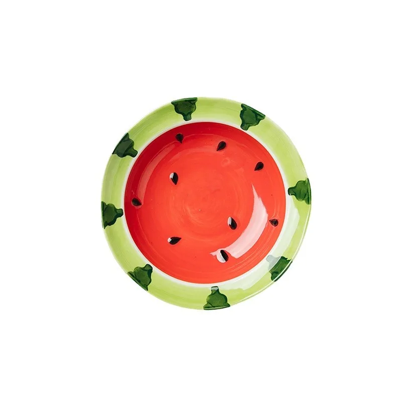 Watermelon Ceramic Tableware Bowls and Cups Lovely Tableware Kitchen Supplies Hand-painted Table Decorative Plate