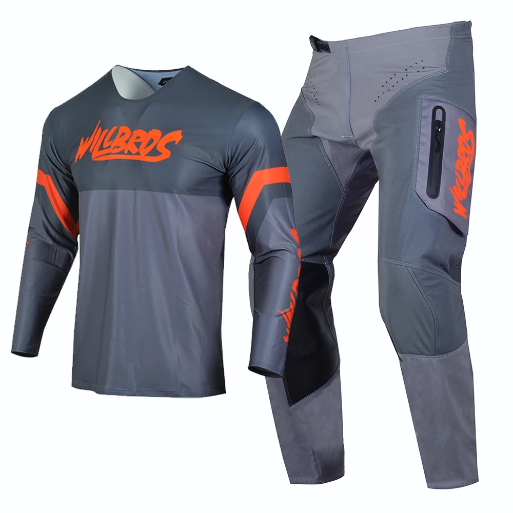Willbros Racing Motocross Jersey and Pants With Zip Pocket Offroad Dirt Bike Mountain Enduro MX/ATV MTB BMX Gear Combo
