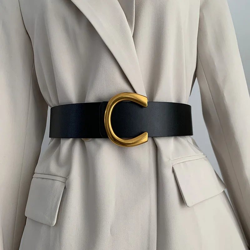 

Wide Luxury Designer Brand Pin Buckle D Belt High Quality Women Ladies Leather Dress Strap for Jeans Waistband 4.8cm