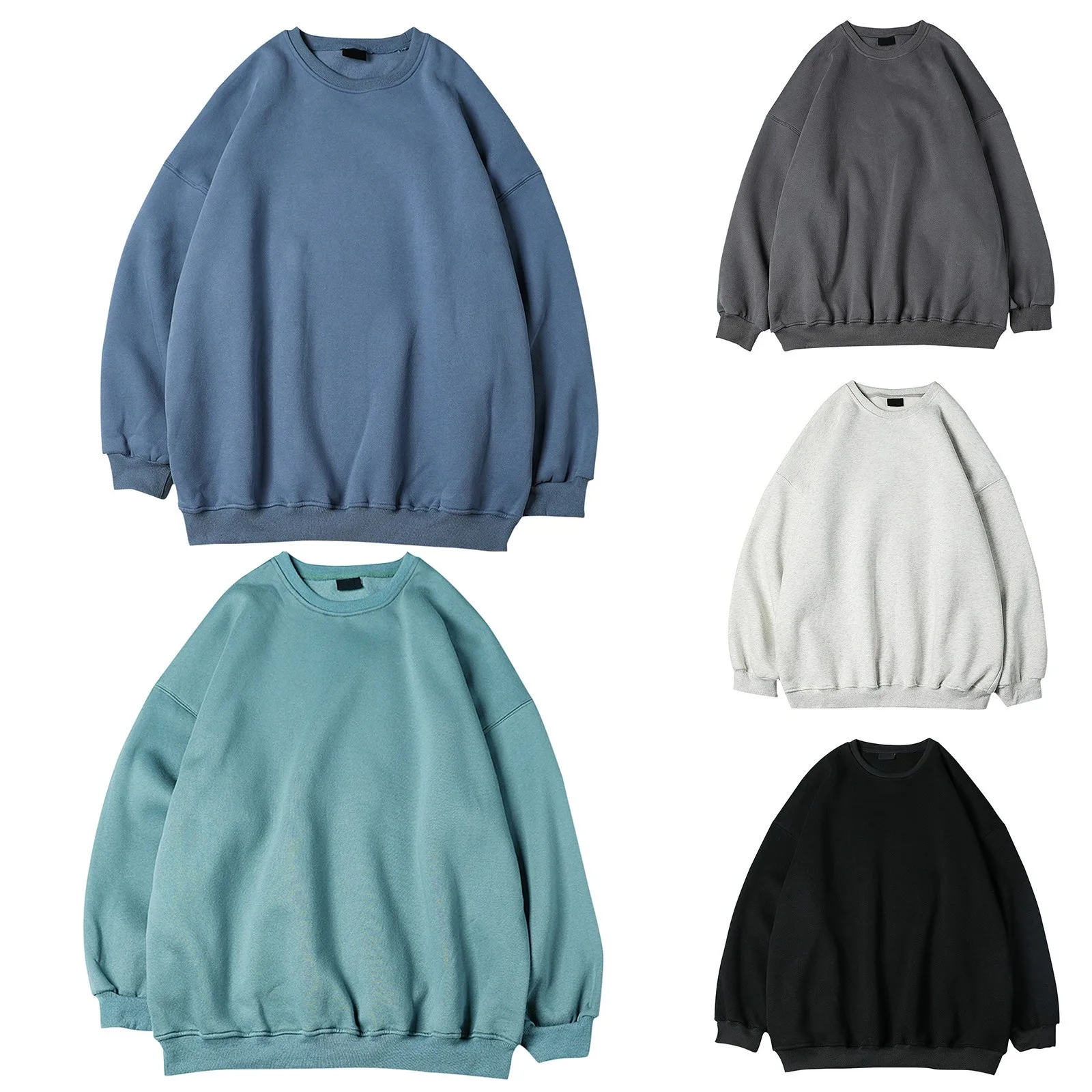 Oversized Men Hoodies Solid Color Autumn Hip Hop Crewneck Pullovers Hoodless Tracksuits Loose Sweatshirts Korean Harajuku Hoodie